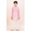 Pink Cotton Jacquard Work Party Wear Kid Kurta Pajama - 11953204138