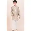 Brown Cotton Jacquard Work Party Wear Kid Kurta Pajama - 11953204140