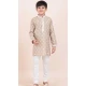 Brown Cotton Jacquard Work Party Wear Kid Kurta Pajama - 11953204140