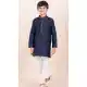 Navy Blue Cotton Jacquard Work Party Wear Kid Kurta Pajama - 11953204141