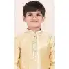 Gold Silk Jacquard Work Party Wear Kid Kurta Pajama - 11953204142
