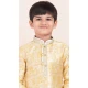 Gold Silk Jacquard Work Party Wear Kid Kurta Pajama - 11953204142