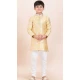 Gold Silk Jacquard Work Party Wear Kid Kurta Pajama - 11953204142