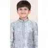 Grey Silk Jacquard Work Party Wear Kid Kurta Pajama - 11953204143