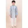 Grey Silk Jacquard Work Party Wear Kid Kurta Pajama - 11953204143