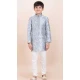 Grey Silk Jacquard Work Party Wear Kid Kurta Pajama - 11953204143