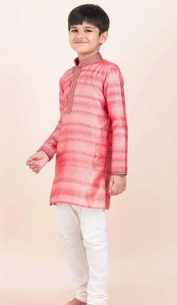 Multi Color Cotton Jacquard Work Party Wear Kid Kurta Pajama - 11953204144