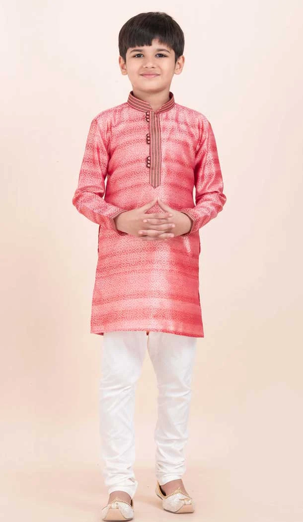 Multi Color Cotton Jacquard Work Party Wear Kid Kurta Pajama - 11953204144