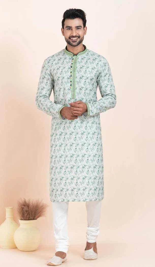 Multi Color Fancy Work Cotton Party Wear Mens Kurta Pajama - 11954204147