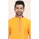 Yellow Silk Thread Work Party Wear Mens Kurta Pajama - 11954204151