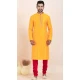Yellow Silk Thread Work Party Wear Mens Kurta Pajama - 11954204151