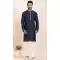Navy Blue Viscose Thread Work Party Wear Mens Kurta Pajama - 11954204152