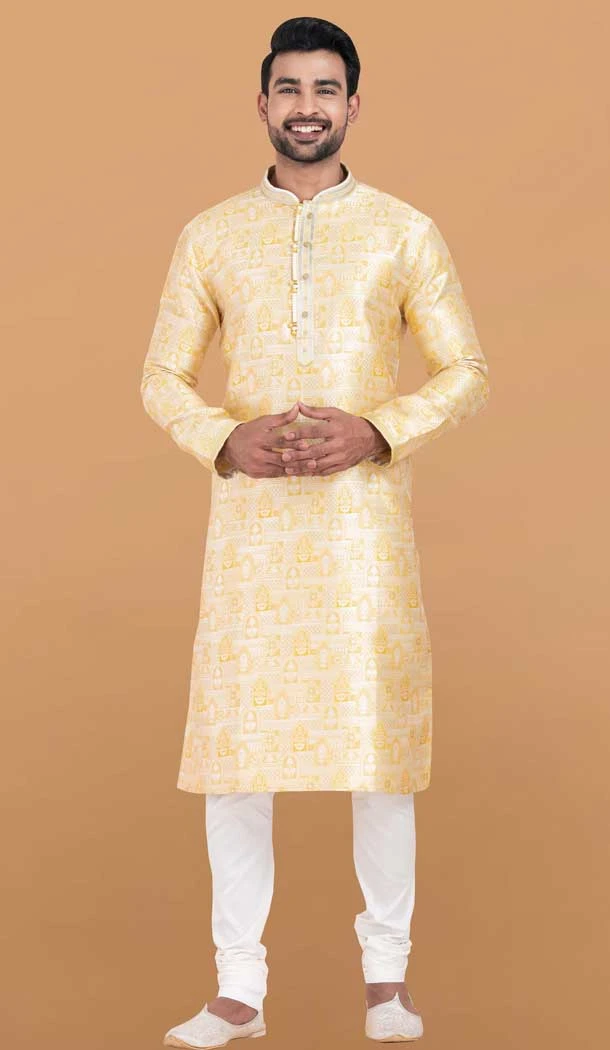 Multi Color Silk Jacquard Work Party Wear Mens Kurta Pajama - 11954204153