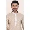 Brown Cotton Jacquard Work Party Wear Plus Size Mens Kurta Pajama - 11954204157