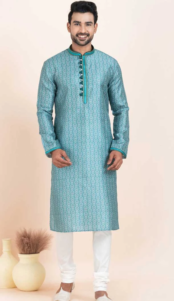 Cotton Fancy Work Party Wear Mens Kurta Pajama In Multi Color - 11954204160