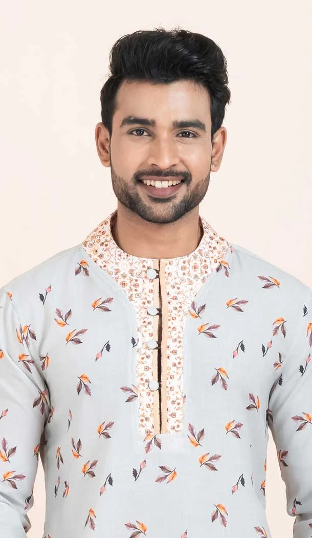 Multi Color Cotton Print Work Party Wear Mens Kurta Pajama - 11954204162