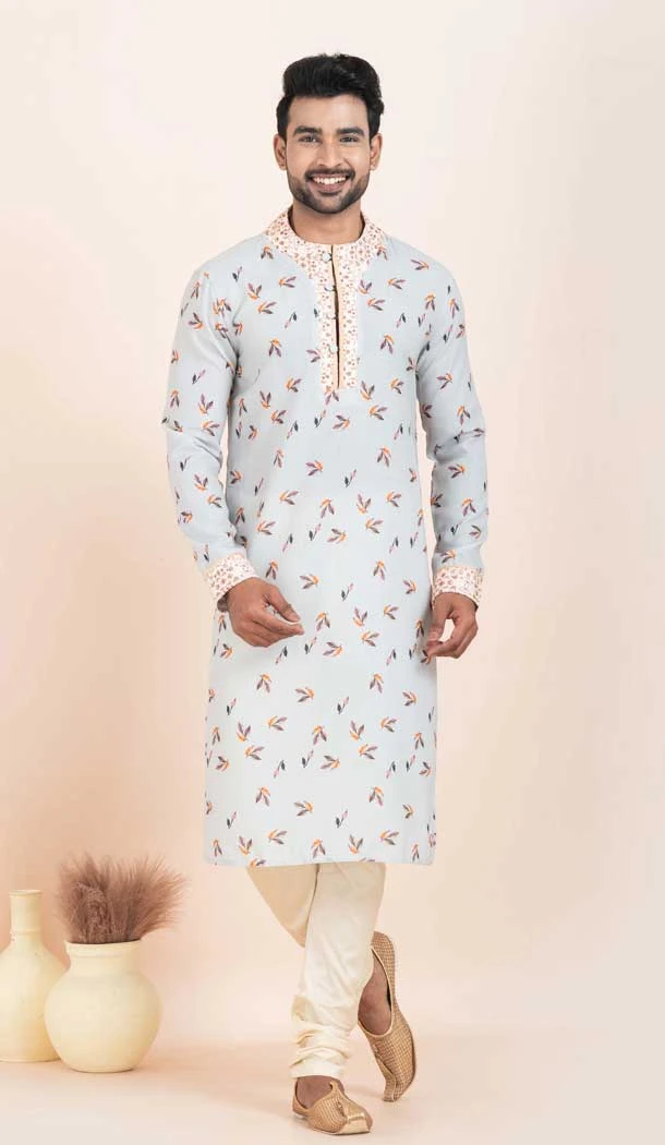 Multi Color Cotton Print Work Party Wear Mens Kurta Pajama - 11954204162
