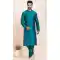 Teal Blue Silk Weaving Work Party Wear Mens Kurta Pajama - 11954204163