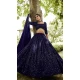 Navy Blue Georgette Sequence Work Party Wear Lehenga Choli - 11971204291