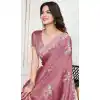 Pink Crunchy Silk Embroidered Party Wear Plus Size Saree - 11981204343