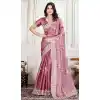 Pink Crunchy Silk Embroidered Party Wear Plus Size Saree - 11981204343