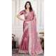 Pink Crunchy Silk Embroidered Party Wear Saree - 11981204343