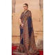 Navy Blue Silk Resham Work Party Wear Saree - 11990204460