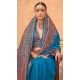 Firozi Blue Silk Resham Work Party Wear Saree - 11990204462