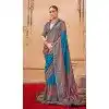 Firozi Blue Silk Resham Work Party Wear Plus Size Saree - 11990204462