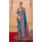Firozi Blue Silk Resham Work Party Wear Saree - 11990204462
