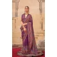 Wine Silk Resham Work Party Wear Saree - 11990204463