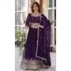 Faux Blooming Sequins Work Plus SIze Gown With Dupatta In Purple - 12001204532