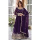 Faux Blooming Sequins Work Gown With Dupatta In Purple - 12001204532