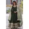 Green Vichitra Shimmer Sequence Work Party Wear Plus Size Gown - 12002204533