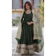 Green Vichitra Shimmer Sequence Work Party Wear Gown - 12002204533