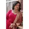 Rani Pink Vichitra Shimmer Sequence Work Party Wear Plus Size Gown - 12002204534