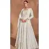 Chinon Sequence Work Designer Plus Size Anarkali Suit In White - 12000204527