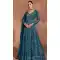 Chinon Sequence Work Designer Anarkali Suit In Teal Blue - 12000204528