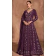 Chinon Sequence Work Designer Anarkali Suit In Wine - 12000204529