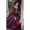 Star Georgette Sequins Work Plus Size Gown With Dupatta In Wine - 12003204536