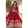 Maroon Faux Blooming Embroidered Plus Size Gown With Dupatta - 12004204537