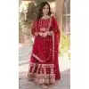 Maroon Faux Blooming Embroidered Plus Size Gown With Dupatta - 12004204537