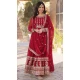 Maroon Faux Blooming Embroidered Gown With Dupatta - 12004204537
