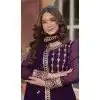 Purple Faux Blooming Embroidered Plus Size Gown With Dupatta - 12004204538