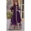 Purple Faux Blooming Embroidered Plus Size Gown With Dupatta - 12004204538