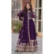 Purple Faux Blooming Embroidered Gown With Dupatta - 12004204538