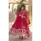 Rani Pink Faux Blooming Embroidered Gown With Dupatta - 12004204539