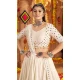 Off White Viscose Rayon Embroidery Navratri Chaniya Choli - 158618904