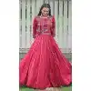 Roman Silk Gamthi Embroidered Plus Size Navratri Lehenga Choli In Maroon - 158768977