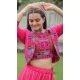 Roman Silk Gamthi Embroidered Navratri Lehenga Choli In Pink - 158768979